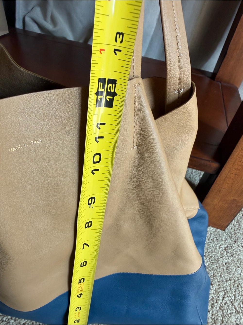 SOLD 🛑 Celine CABA Two-Tone Leather Tote in Tan and Blue - Picture 10 of 14